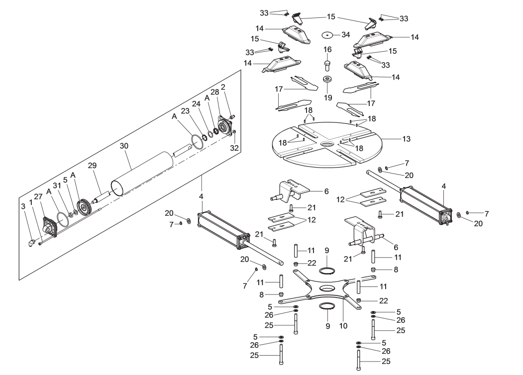 Rotary Model R140i Tire Changer Parts