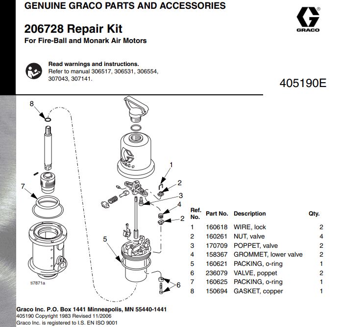 Graco 206728 KIT AIR MOTOR