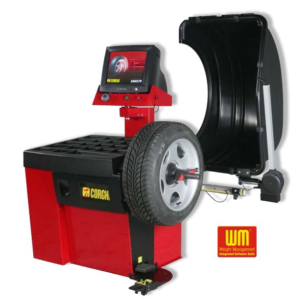 Corghi EM8570-QL-RR Wheel Balancing System with Sonar Runout and Quick-Lock Shaft