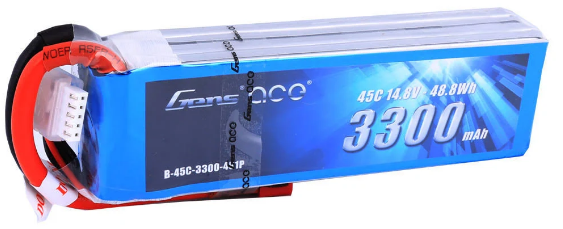 Gens ace 3300mAh 14.8V 45C 4S1P Lipo Battery Pack with Deans Plug