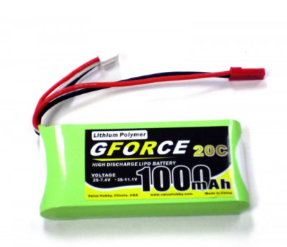 GForce 20C 1000mAh 2S 7.4V LiPO (JST Connector)