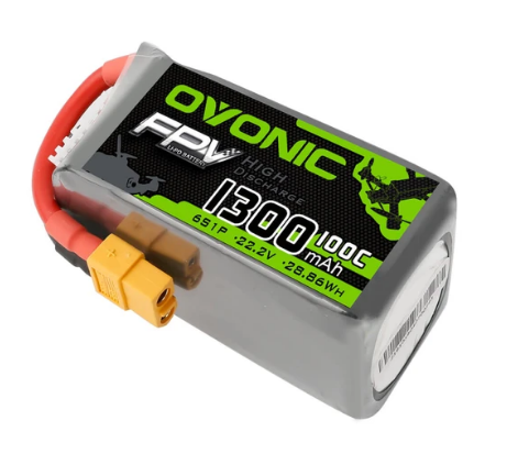 OVONIC 22.2V 100C 6S 1300mAh LiPo Battery Pack with XT60 Plug 