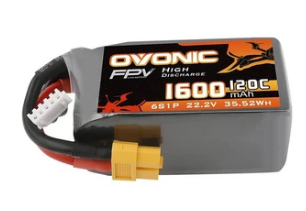 Ovonic 120C 22.2V 6S 1600mAh LiPo Battery for FPV Racing with XT60 Plug