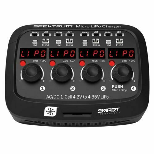 Spektrum S44 Micro 4-port AC/DC 1S LiPo Smart Charger