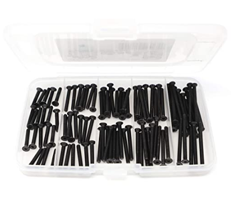 iExcell 100 Pcs M3 x 20mm / 25mm / 30mm / 35mm / 40mm 10.9 Alloy Steel Hex Socket Drives Flat Head Cap Screws Kit, Black Oxide Finish