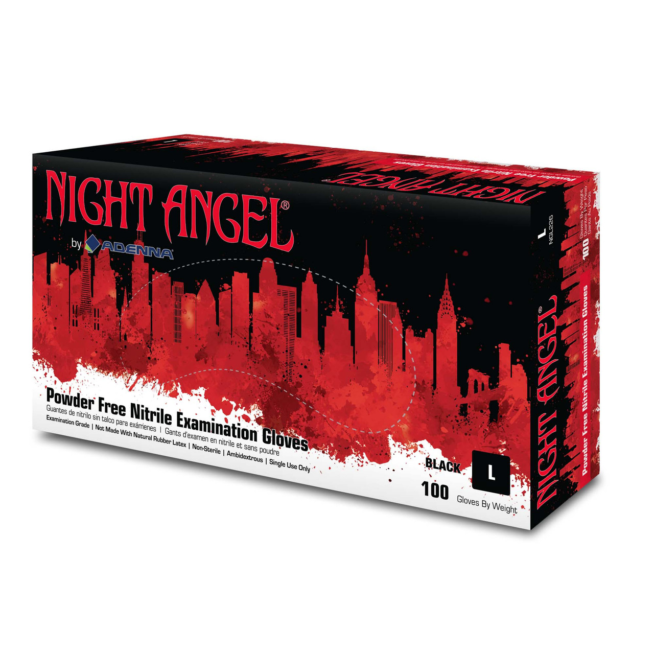 Adenna NGL226 Night Angel Nitrile Exam Glove L 100 Gloves by Weight