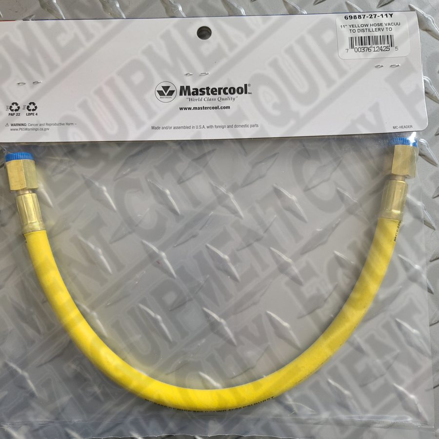 Mastercool 69887-27-11Y Commander Yellow Hose Vacuum to Distiller 11 Inches