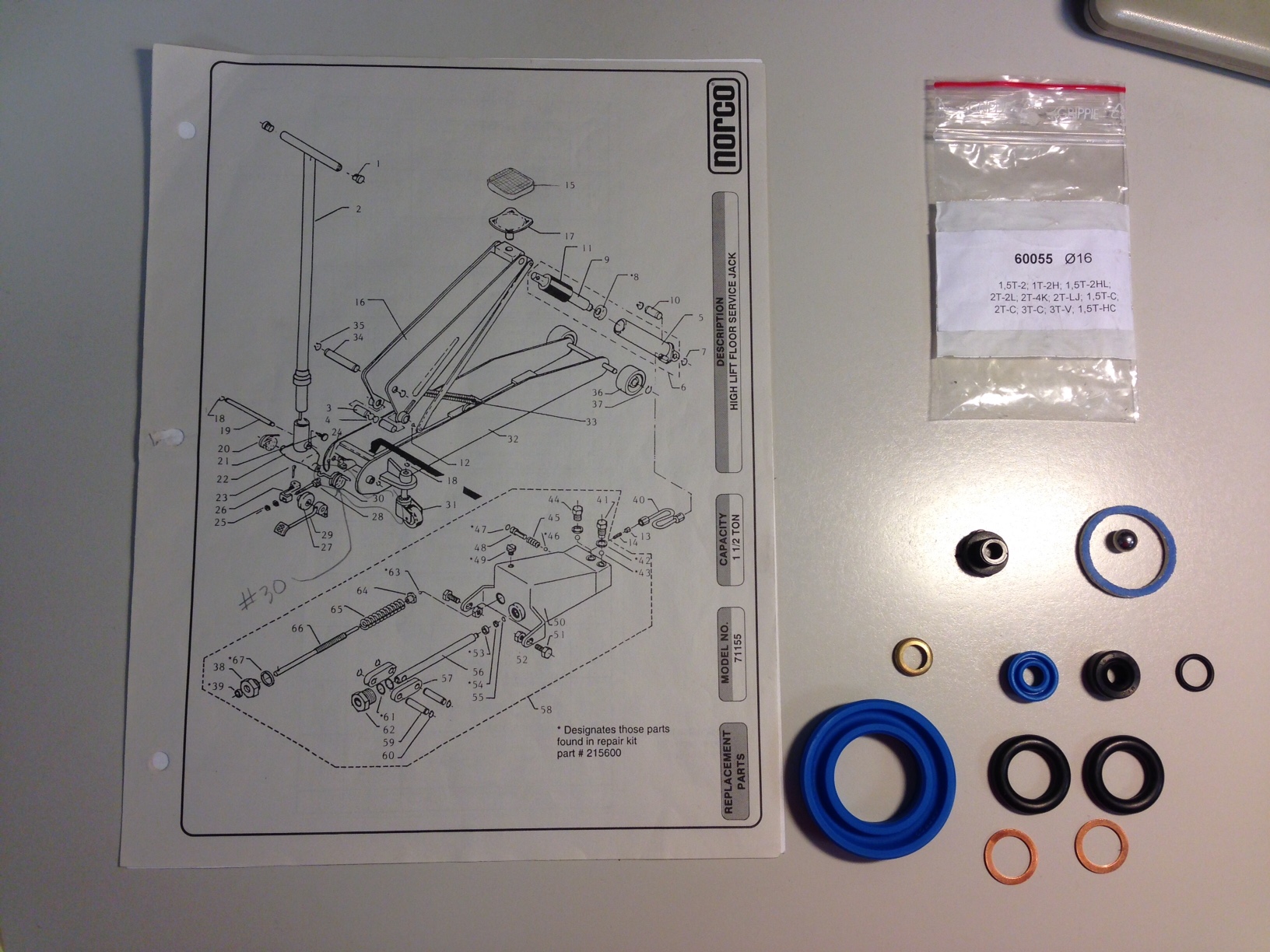 Norco 215600 REPAIR KIT FOR 71155i