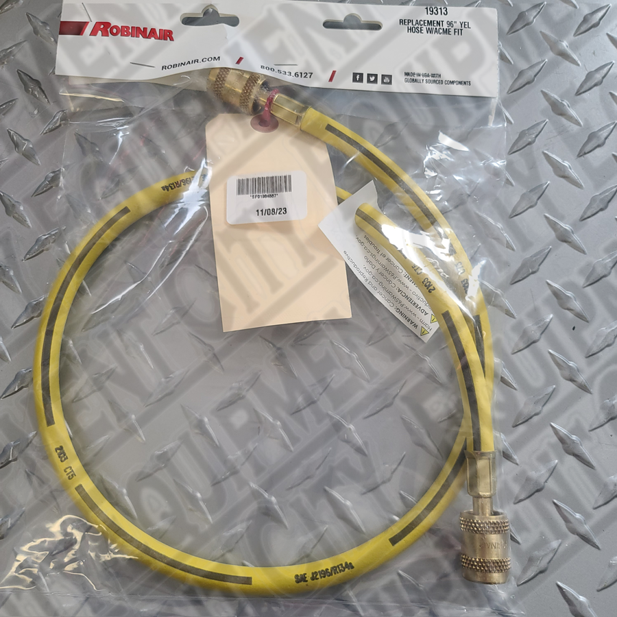 19313 ROBINAIR REPLACEMENT. 36" YELLOW HOSE WITH ACME FITTINGS F