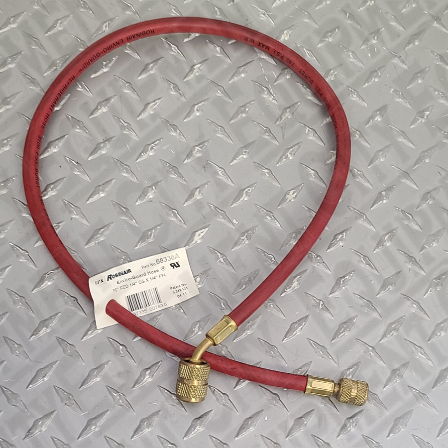 ROBINAIR 68336A 36" RED ENVIRO-GUARD HOSE WITH 45 DEGREE QUICK SEAL FITTING