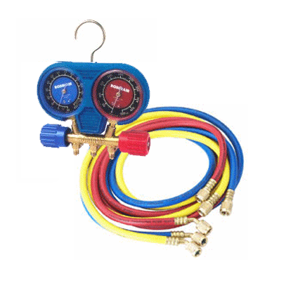 41670 ROBINAIR HIGH PRESSURE MANIFOLD GAUGE SET  GAUGES READ TO