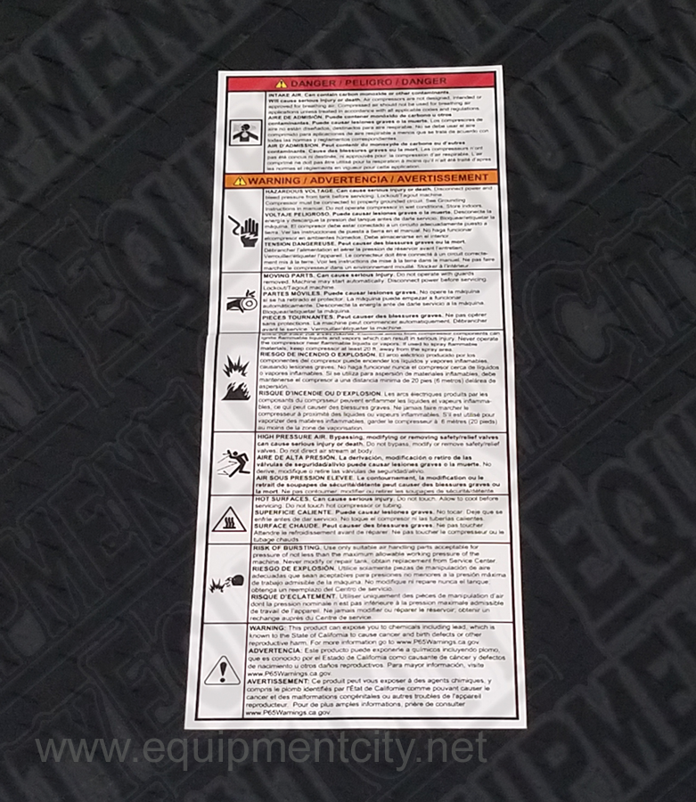 Rolair DECAL DANGER/WARNING DANGER/WARNING DECAL