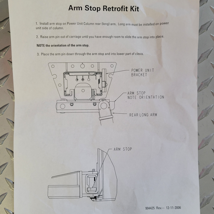 Rotary 1070921BK I/RP10 ARM STOP KIT