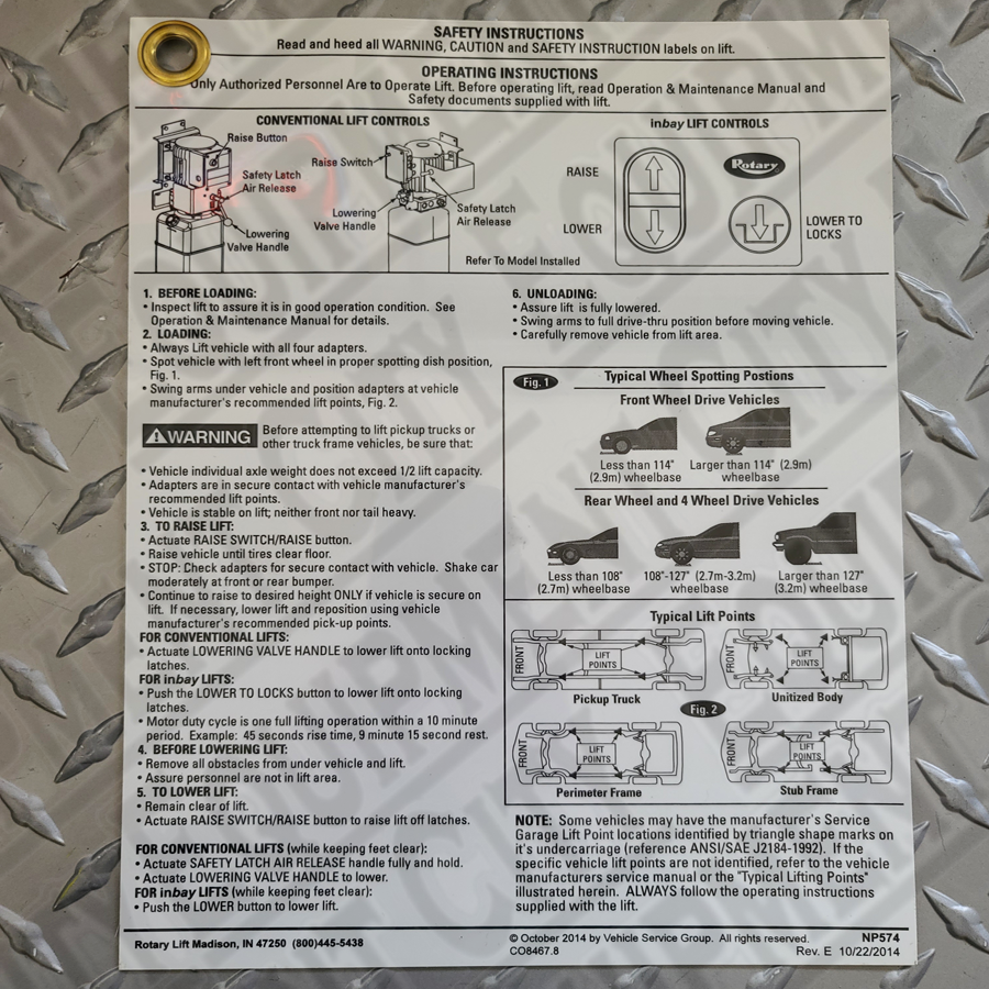 Rotary NP574 PLACARD