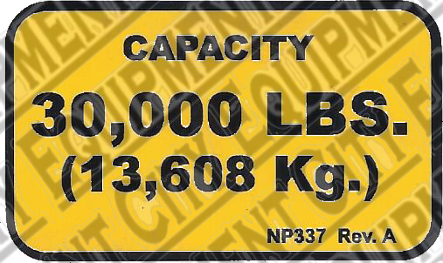 Rotary NP337 30 - 000# CAPACITY DECAL