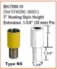 SVI BH-7090-10 - 3" NESTING STYLE HEIGHT EXTENSIONS 1-3/8" PIN D.