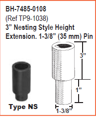 SVI BH-7485-0108 - 3" DROP IN HEIGHT EXTENSION 1-3/8" PIN D.